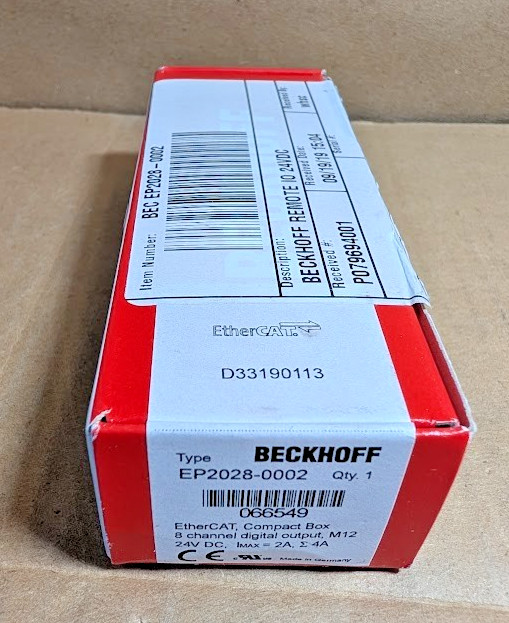 Beckhoff EP2028-0002 EtherCAT Box 8ch Digital Output, 24VDC 2A M12 (New /Sealed)