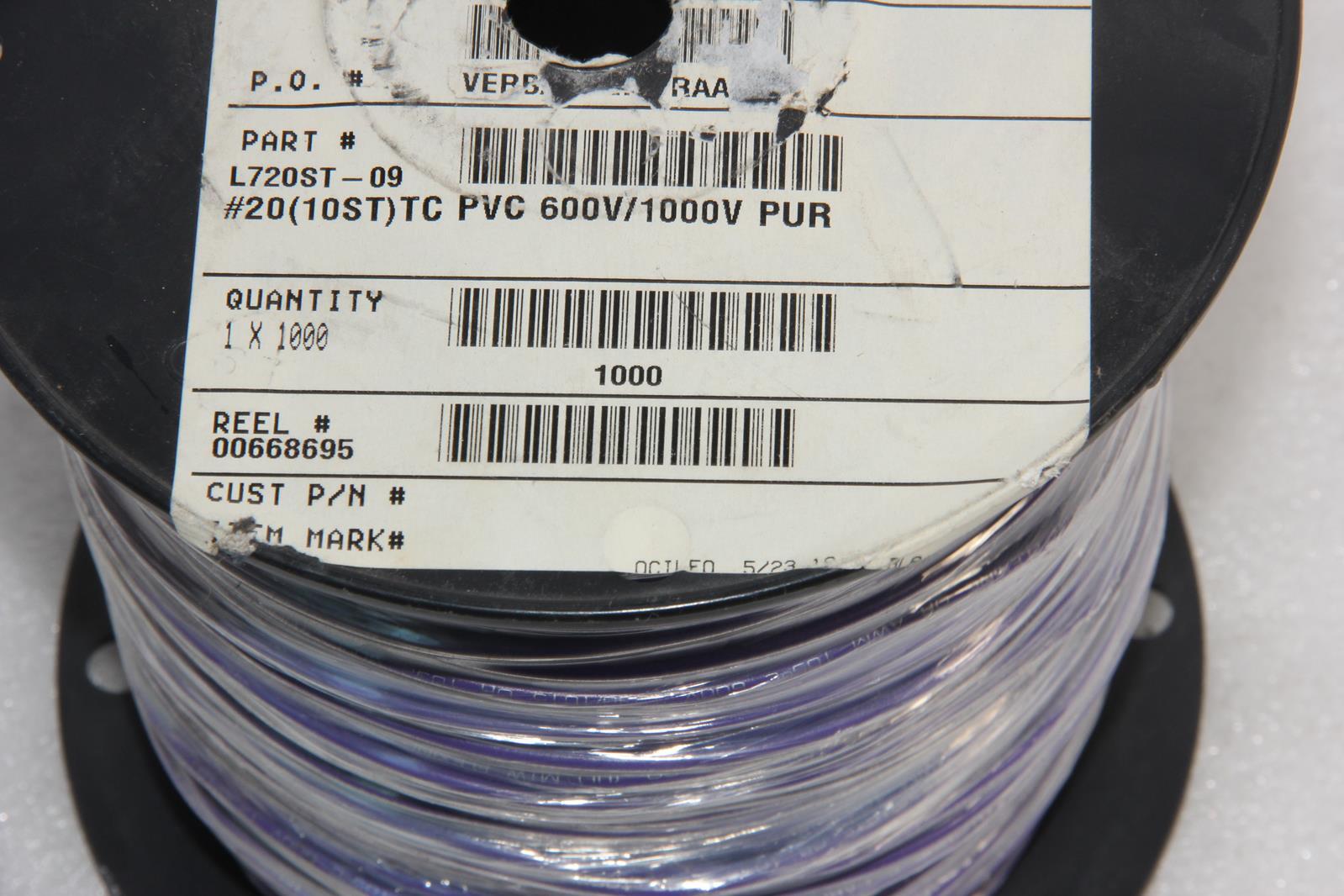 OMNI CABLE L720ST-09 1000-FT 20AWG 10-Strand PVC 600V/1000V Purple Hook-up Wire