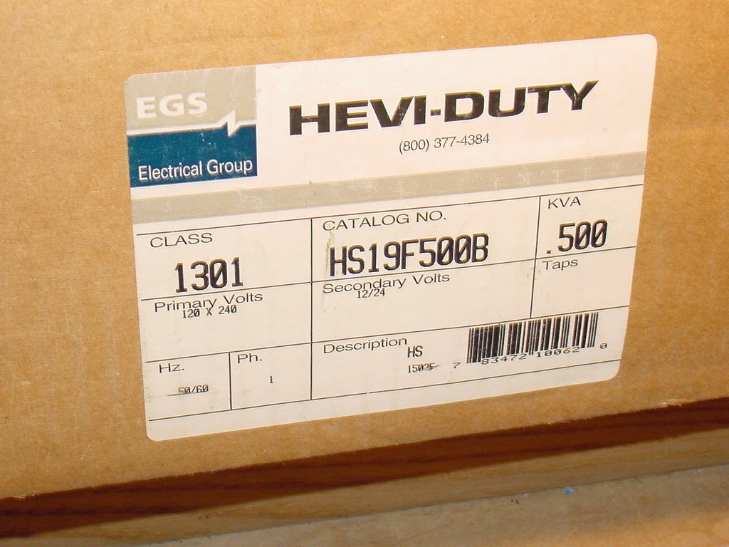 EGS HS19F500B, 0.500 kVA Single-Phase Buck-Boost Dry-Type Transformer, NEW
