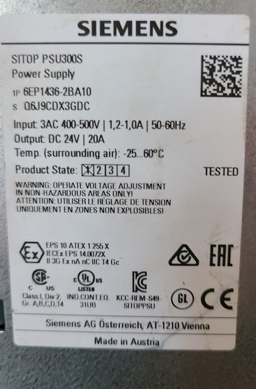 FOR PARTS ONLY Siemens 6EP1436-2BA10 SITOP PSU300S Power Supply