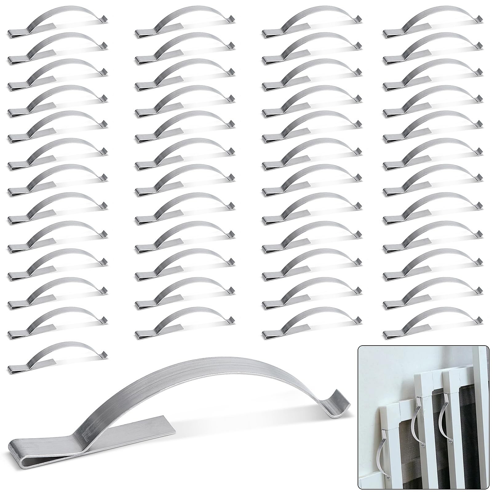 50 Pcs Window Screen Tension Spring, Durable Corner Mount Flat Silver