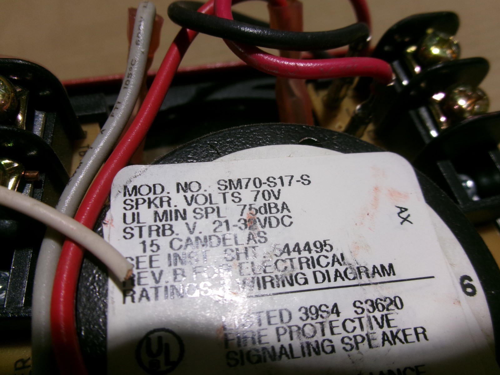 Cerberus Pyrotronics SM70-S17-S Horn Strobe Fire Alarm AK