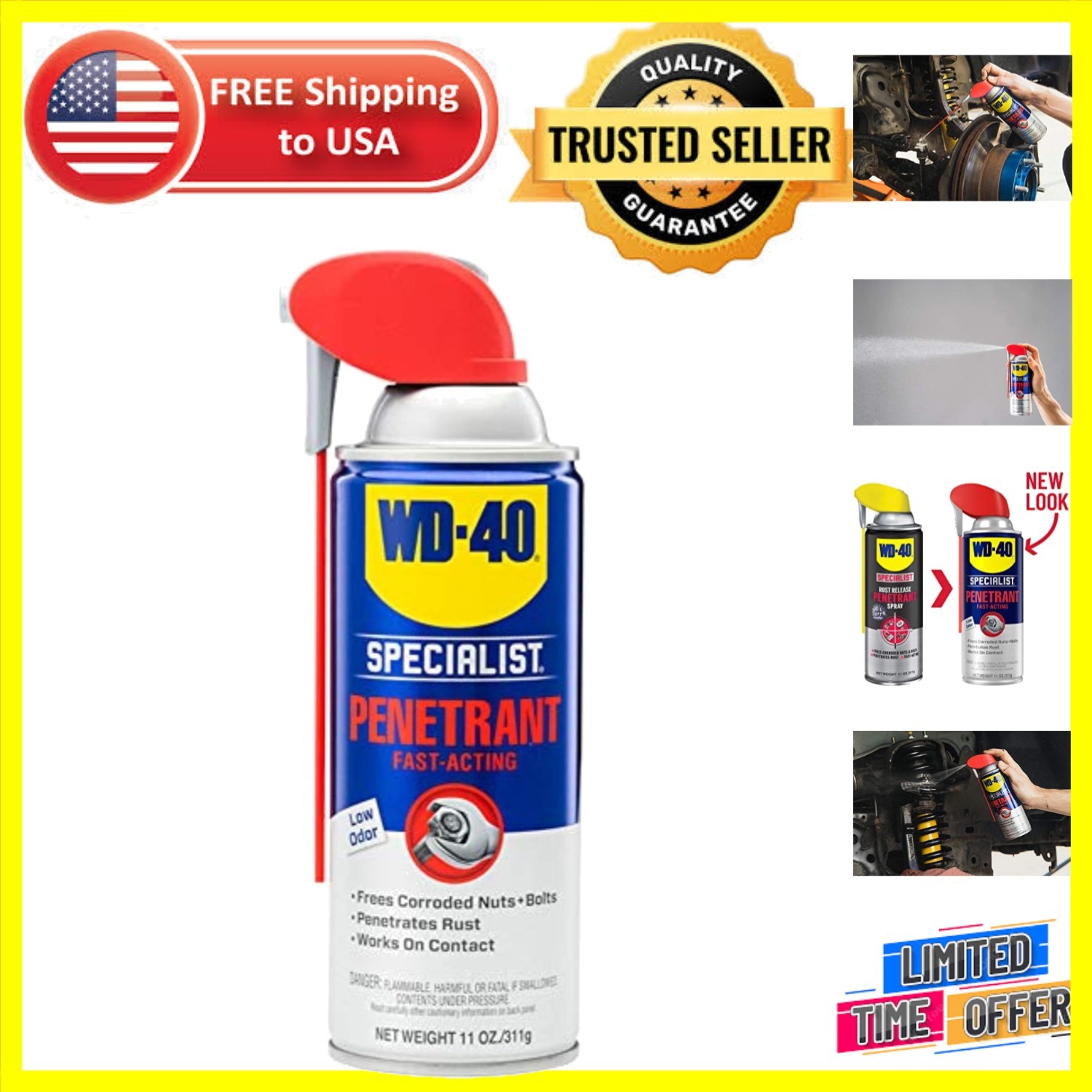 Fast-Acting 11 Oz. Penetrant with Smart Straw – Safe for Metal, Rubber & Plastic