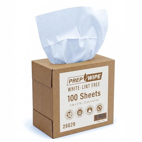 Prep Wipe Lint Free Cleaning Towels Pack of 100 Sheets 9″ x 17″ Color: White