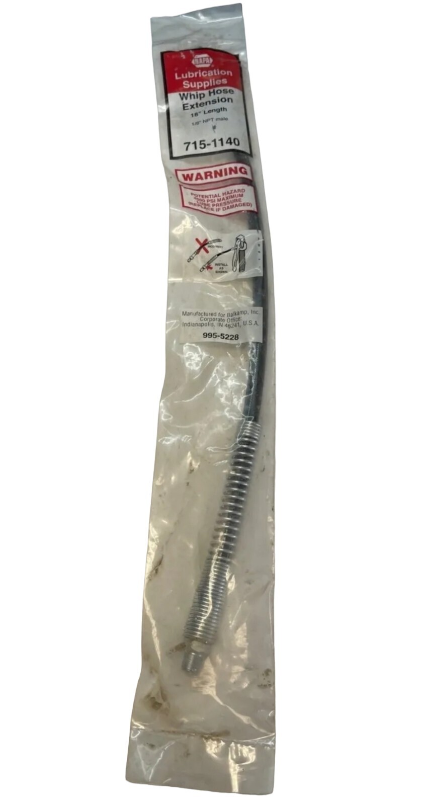 NEW Napa 715-1140 Whip Hose Extension 18″ 1/8″ Npt Male **SALE**