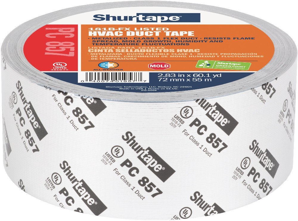 Shurtape PC 857 UL 181B-FX Listed/Printed Cloth Waterproof HVAC Duct Tape Use to
