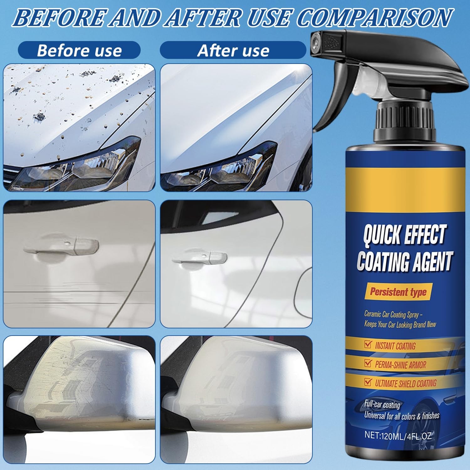 2PCS Nano Quick Coat Restore – 4.23 Fl Oz Quick Effect Coating Agent for Car,…