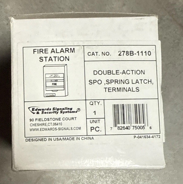 Edwards 278B-1110 Fire Alarm Pull Station, Double Action, SPO