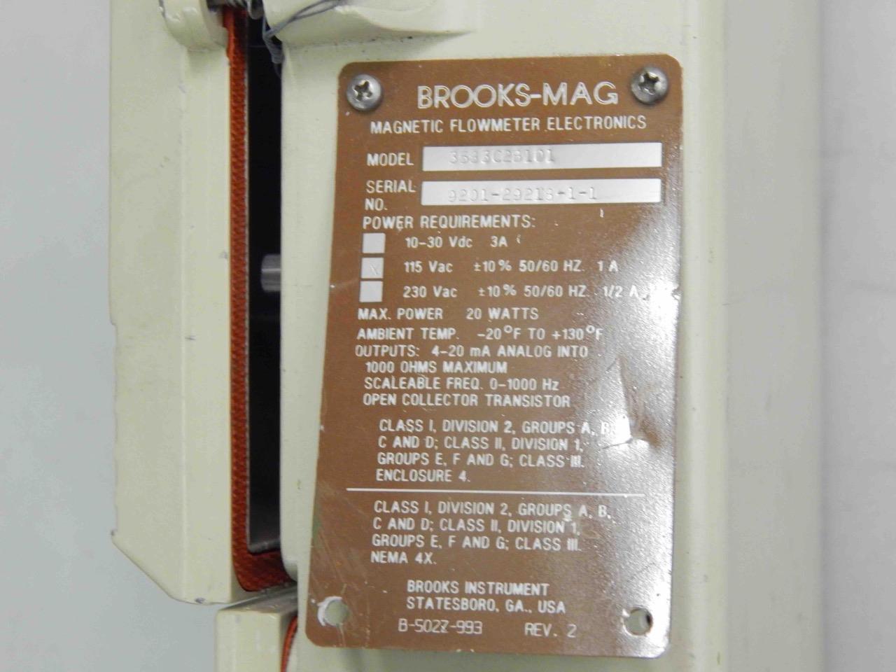 #32 Brooks 3583C2B1D1 MAG 3580 Series Magnetic Flowmeter ​115Vac