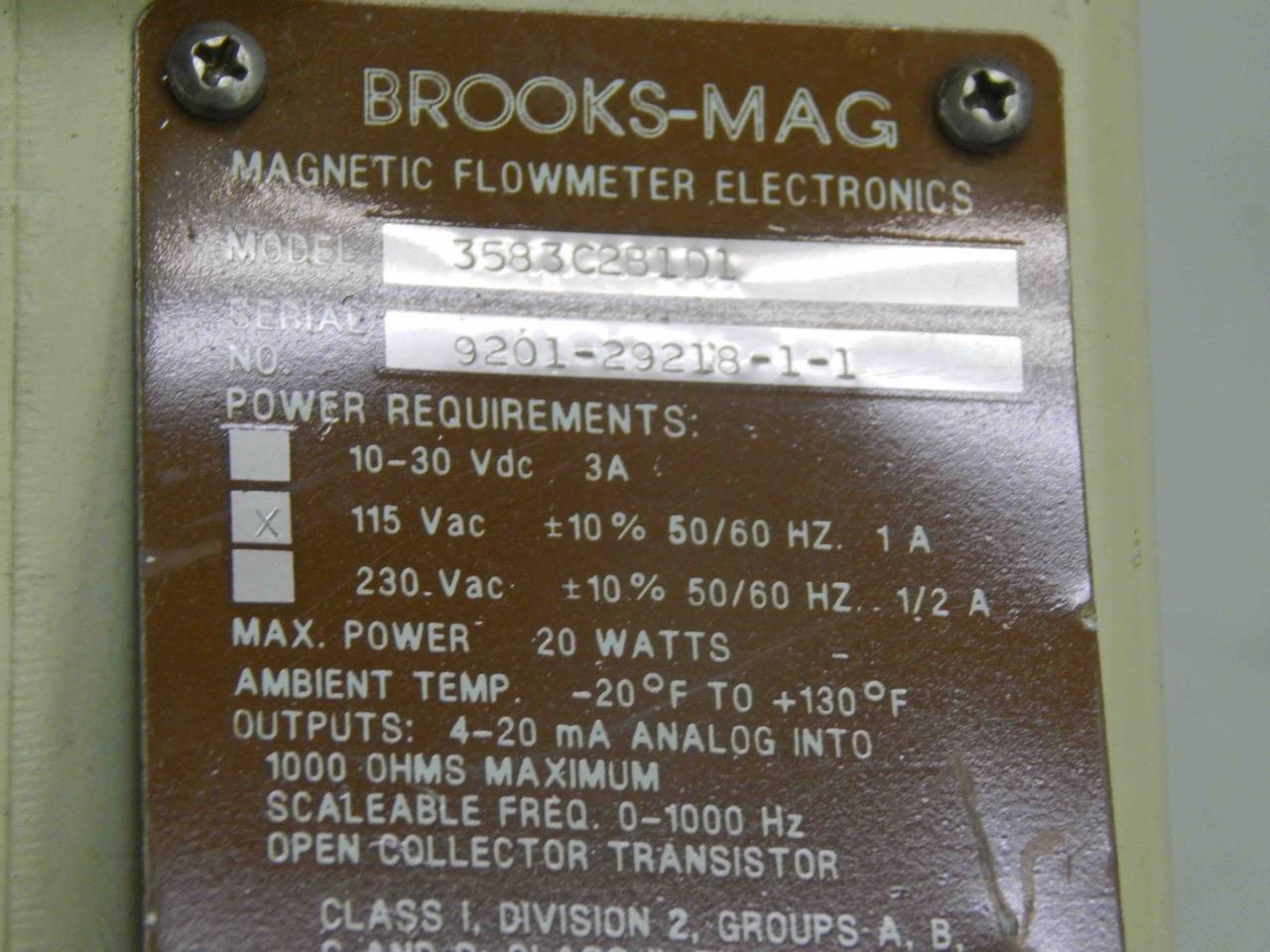 #32 Brooks 3583C2B1D1 MAG 3580 Series Magnetic Flowmeter ​115Vac