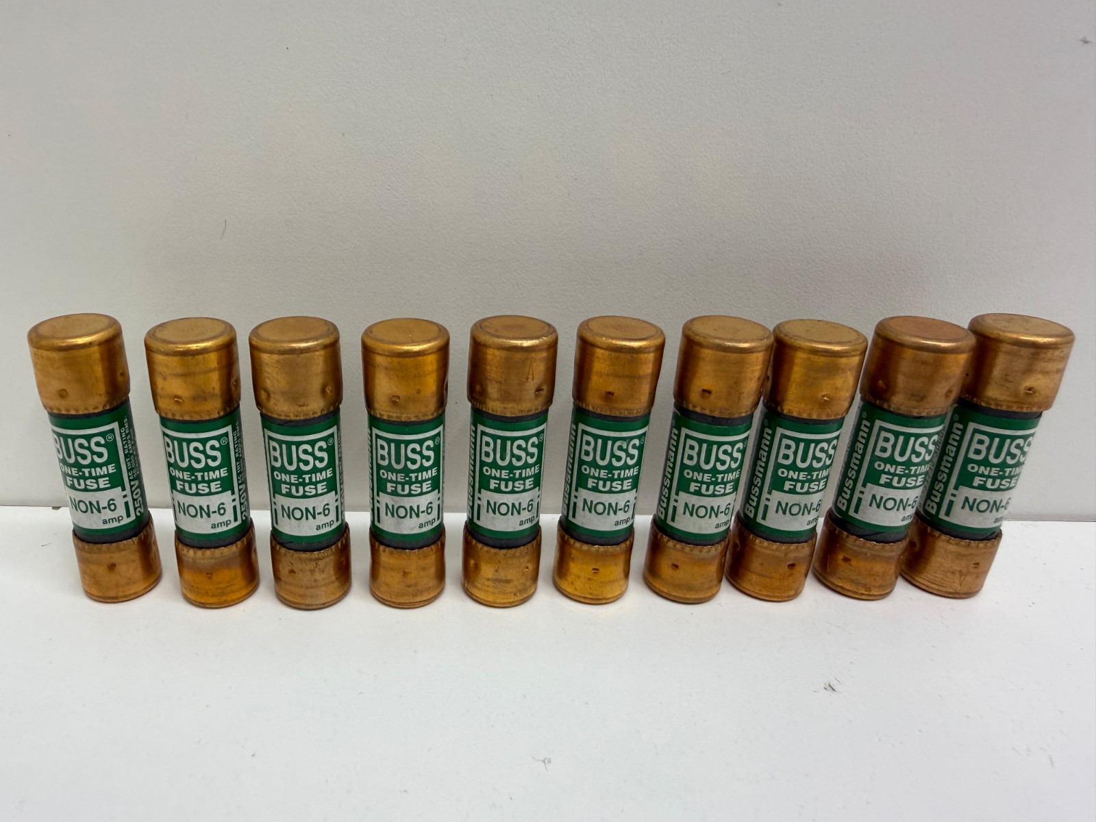 LOT OF (10) NEW OLD STOCK! EATON BUSSMANN 6A ONE-TIME FUSES NON-6