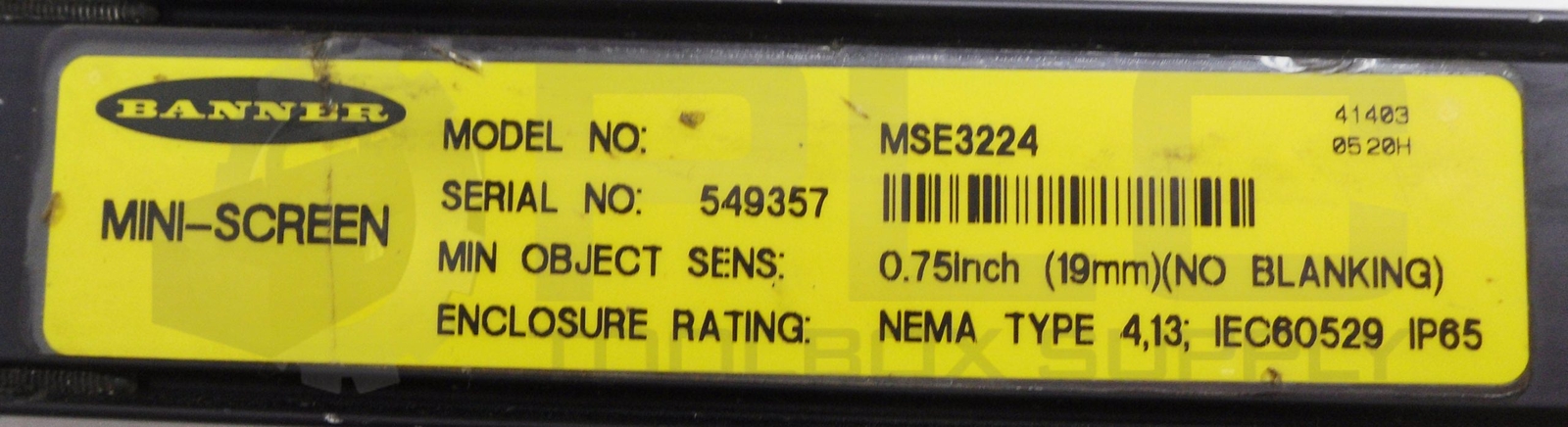 BANNER MSE3224 MINI-SCREEN SAFETY LIGHT CURTAIN