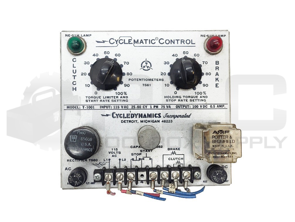 CYCLEDYNAMICS T-1001 CYCLEMATIC CONTROL 115VAC 25-60CY 1PH 100VDC 0.5A