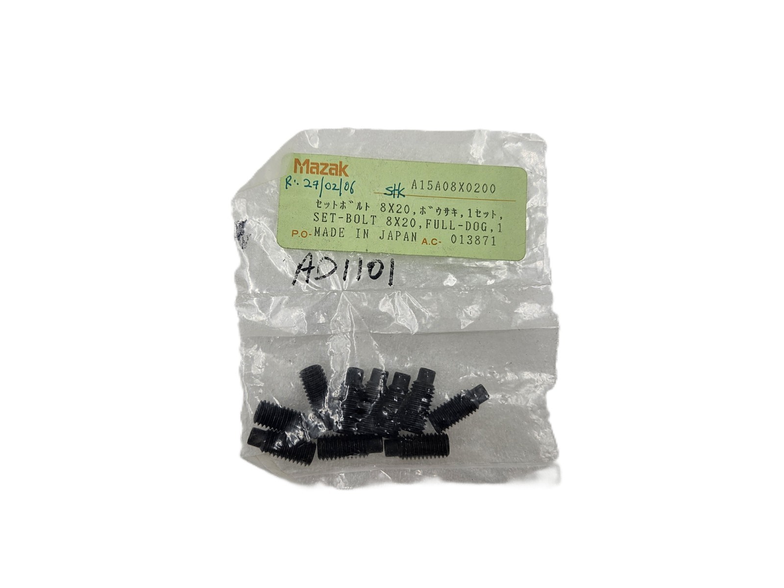 MAZAK A15A08X0200 SET-BOLT 8X20, FULL-DOG [FAST SHIPPING]