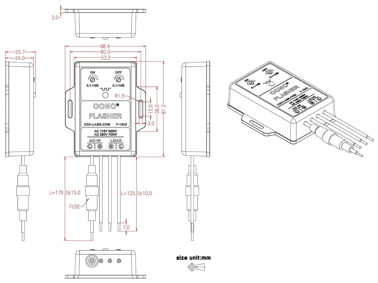 AC 100-240V 3Amp Blinking Flasher Module