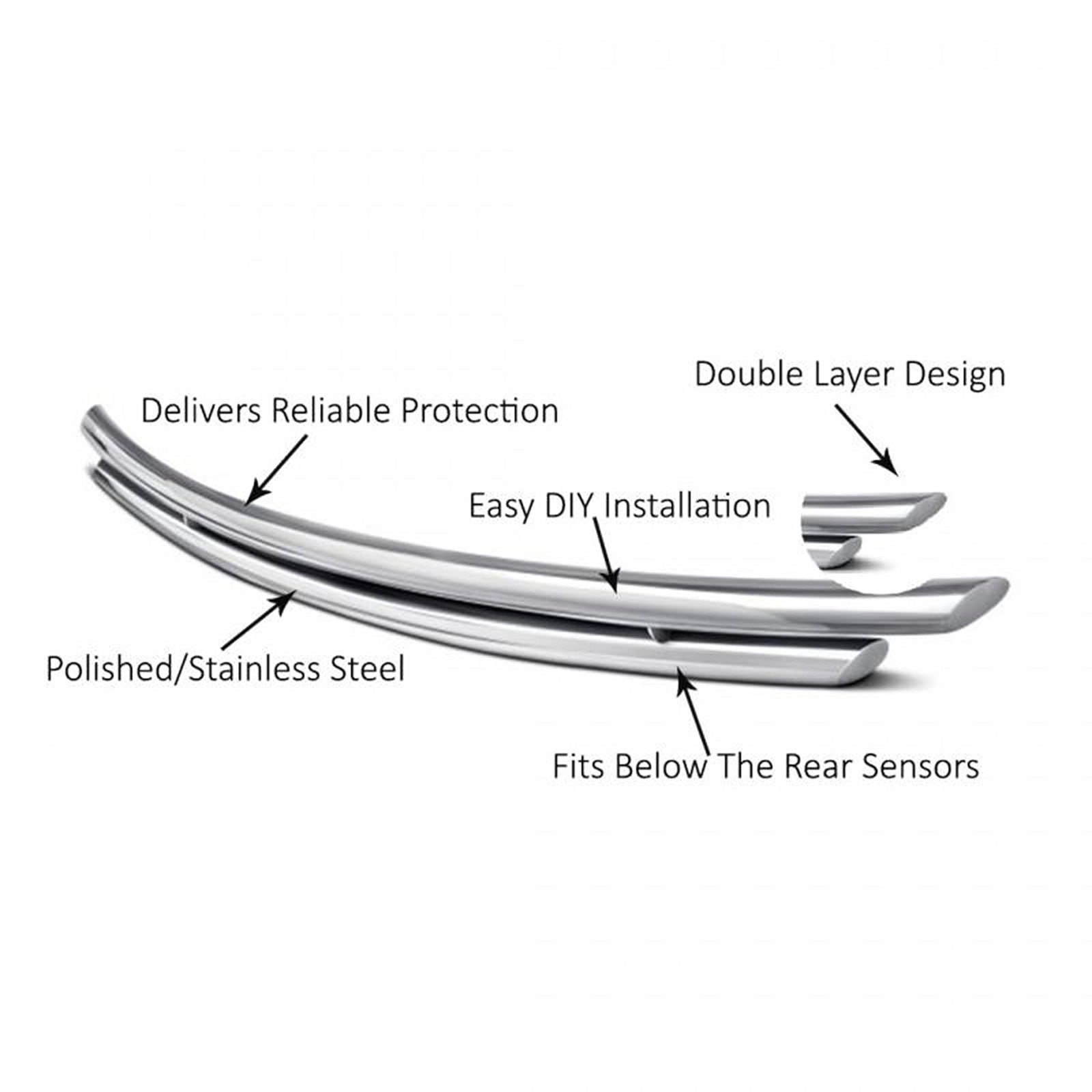 Black Horse Rear Bumper Guard Double Layer Stainless Steel Compatible with 20…