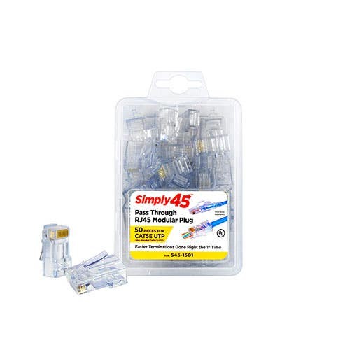 Simply45 S45-1501 Unshielded Pass Through Rj45 Modular Plugs