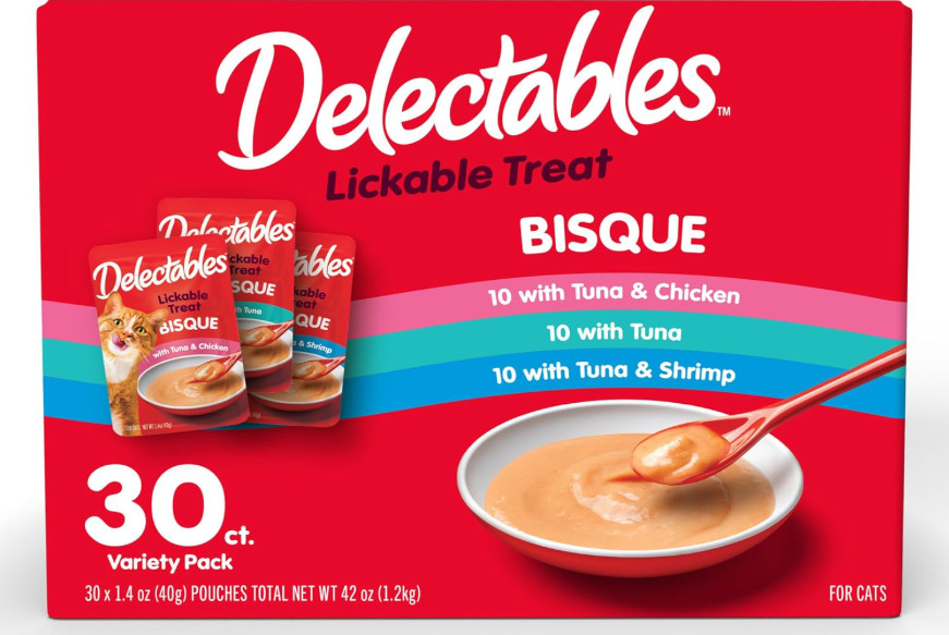 Hartz Delectables Bisque Variety Pack Lickable Cat Treat, 30 Count (Pack of 1)