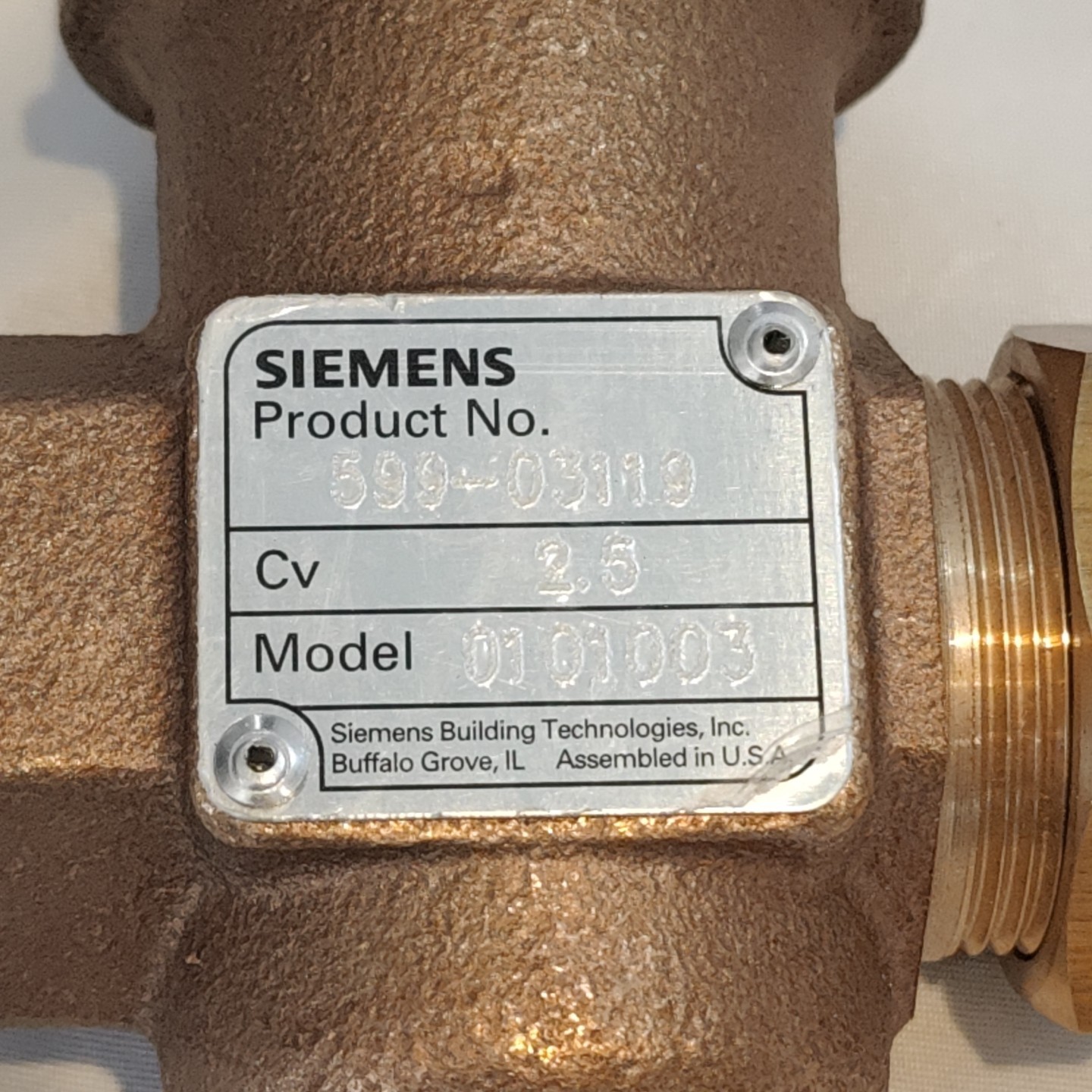 Siemens Flowrite 599-03119 2-Way N/C Brass Equal Percentage Valve Body 1/2″