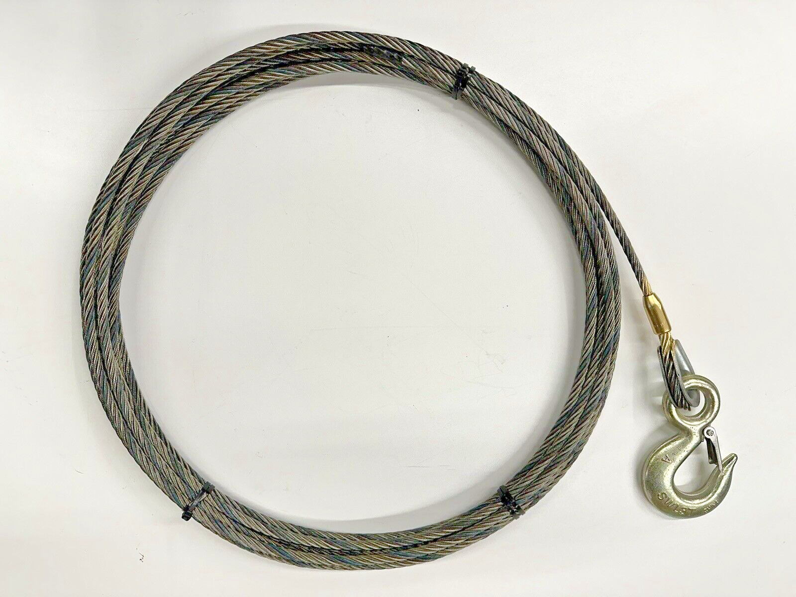 Eye Hoist Hook Winch Line 7/16” X 100’ Tow Truck Wrecker Cable Steel Core ®