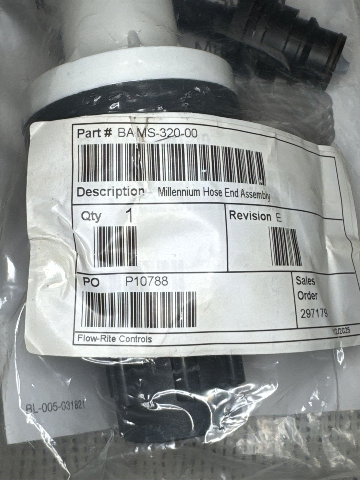 Flow-rite Millenium Hose End, 125 PSI For (BA-MS-320-00, 05, & 20