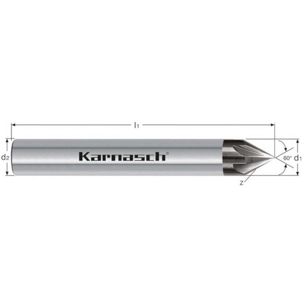 Karnasch VHM Deburring Chamfer Cutter 60° 68 HRC UFX-3 Coated HA Shank 306492