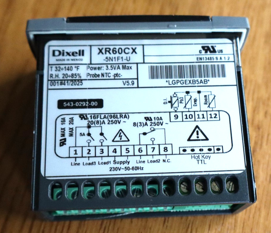 Emerson Temperature Control 318-9802 / Dixell XR60CX -5N1F1-U 543-0292-00