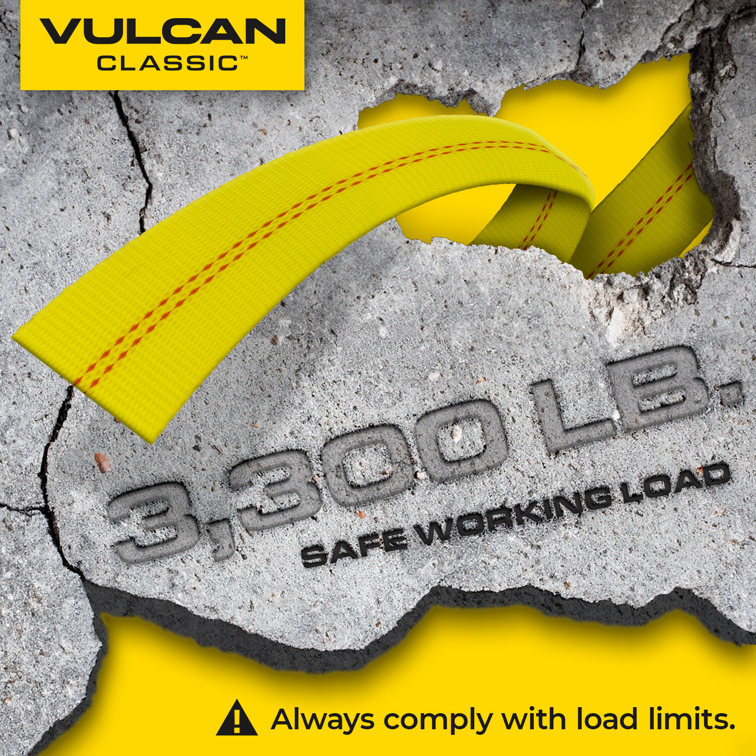 VULCAN Classic Yellow Axle & Ratchet Strap Tie Down Kit