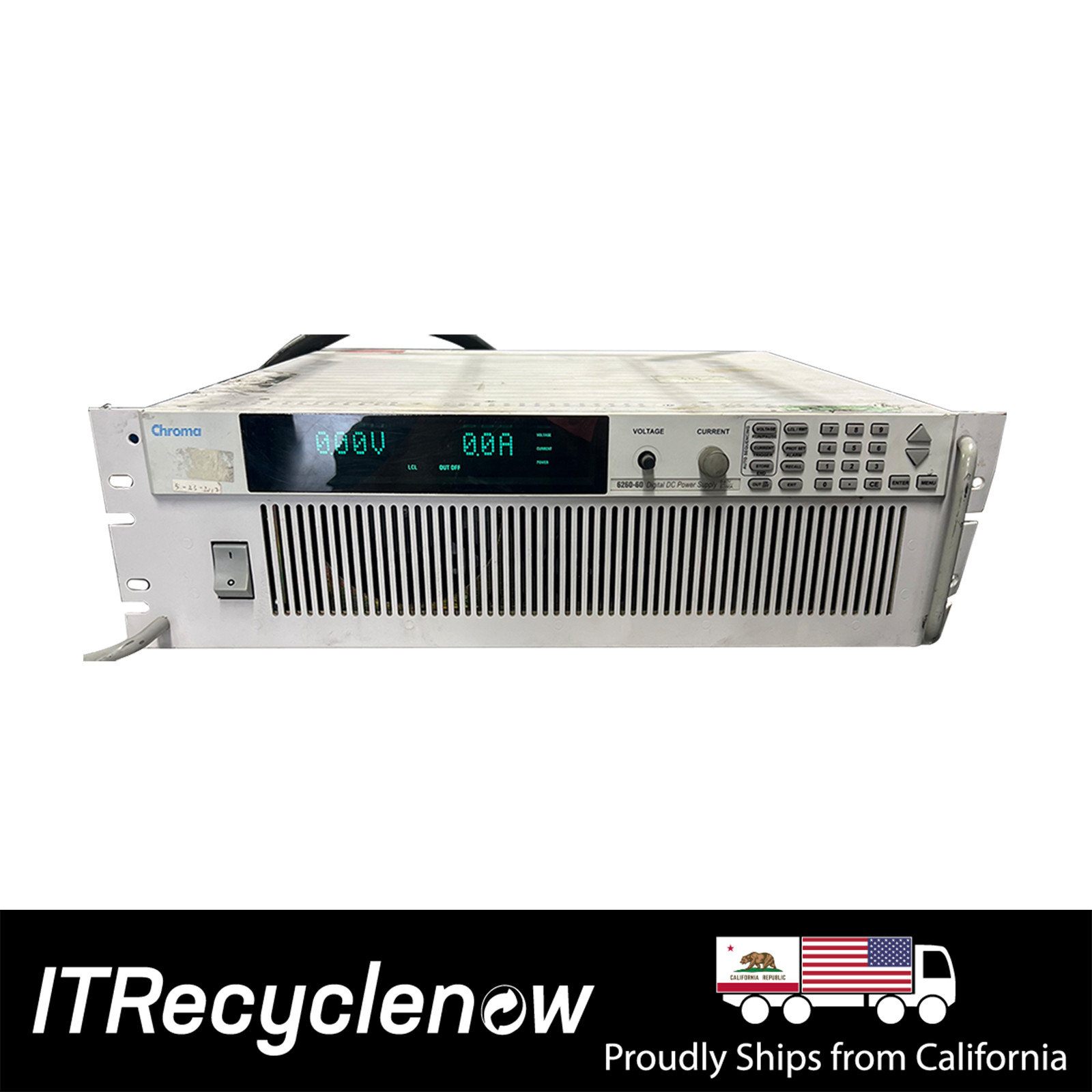 Chroma 6260‑60 Programmable Digital DC Power Supply 6kW, 60V, 100A, RS‑232, 3PH