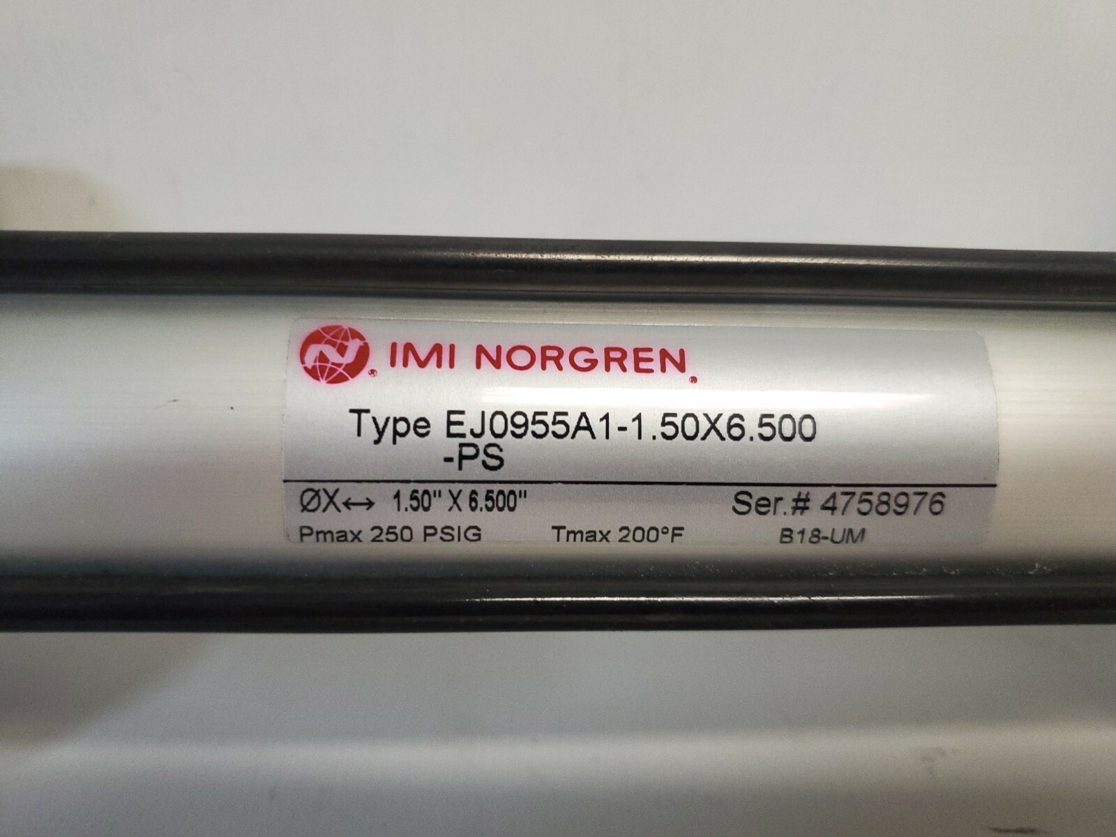 NEW OLD STOCK! NORGREN 1.50″ X 6.500″ PNEUMATIC CYLINDER EJ0955A1-1.50X6.5