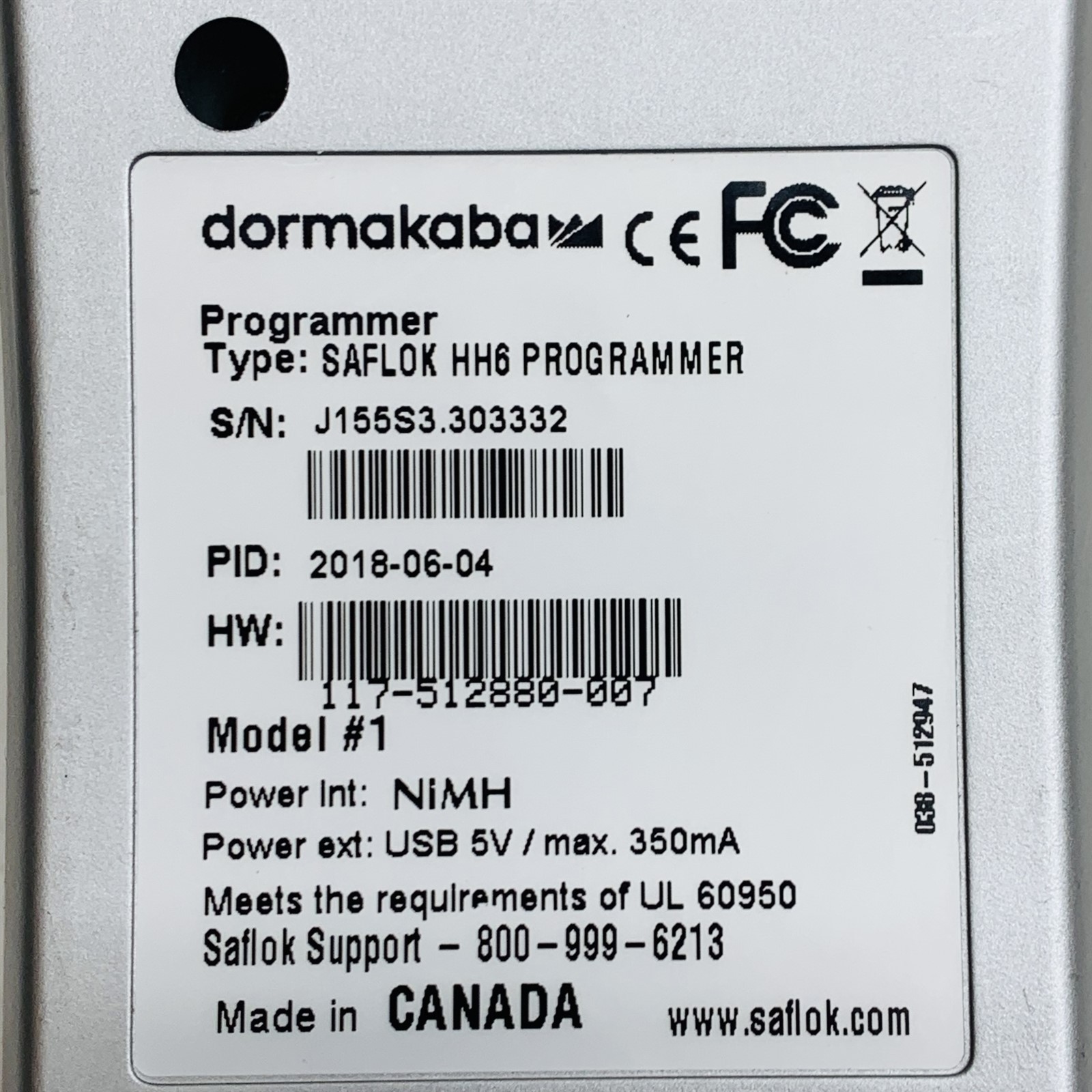 Dormakaba Saflok HH6 Model 1 Handheld Lock & Keycard Programmer Access Control