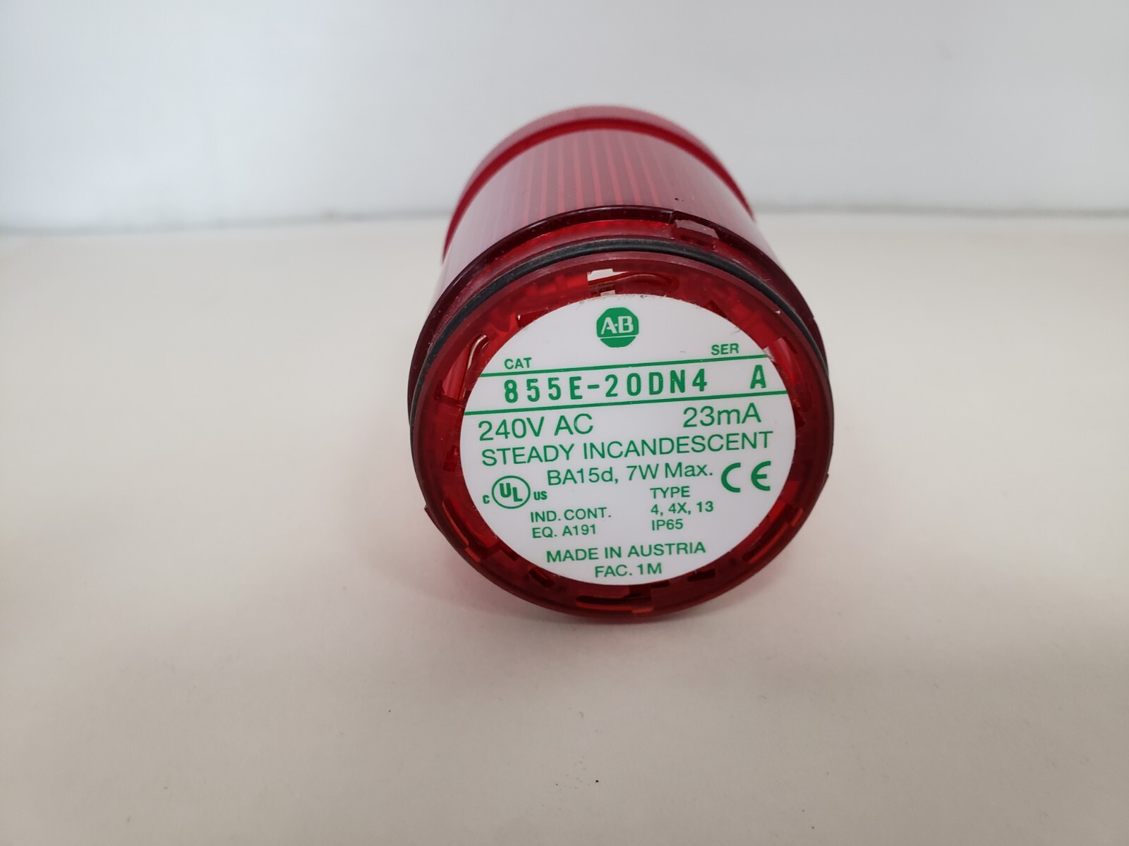 ALLEN BRADLEY 855E-20DN4 CONTROL TOWER STACK LIGHT RED SERIES A NNB