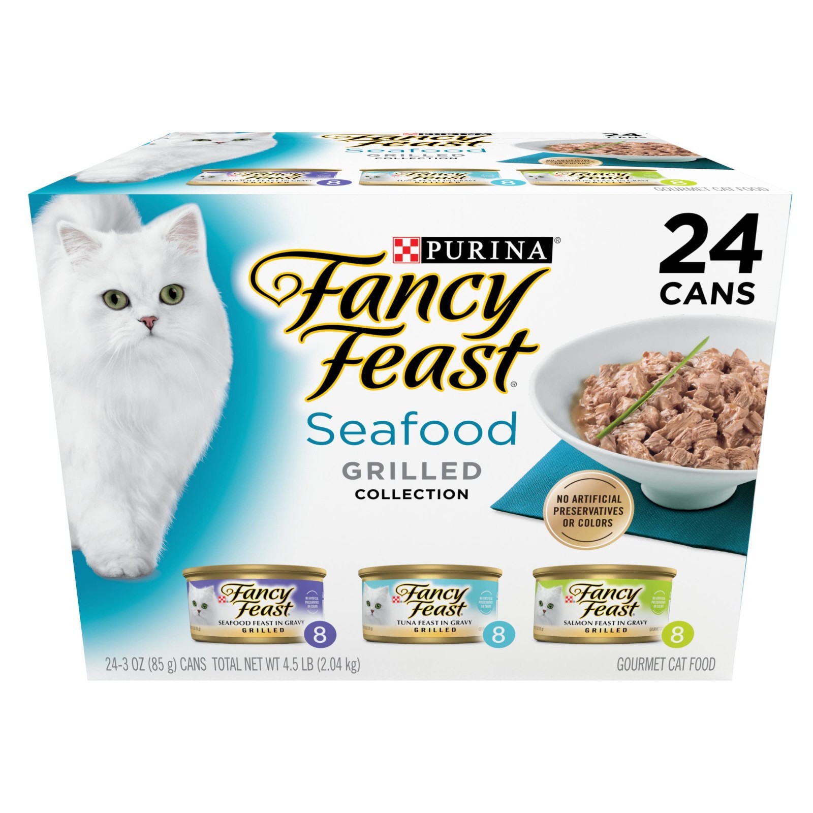 Purina Fancy Feast Grilled Wet Cat Food Seafood Collection in Cat Food,3oz-48pk