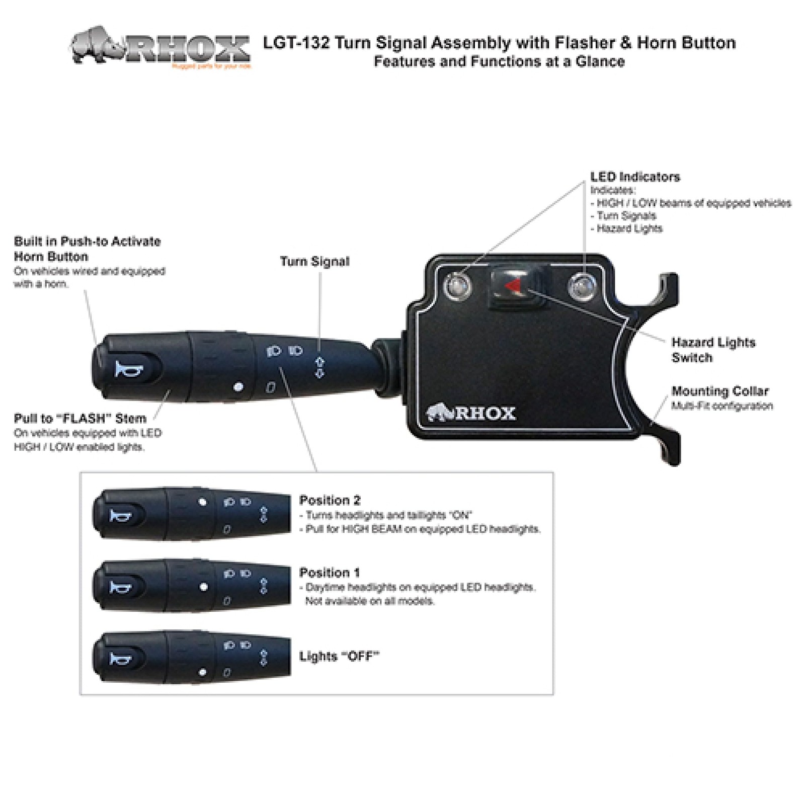 RHOX LGT-132A Golf Cart Turn Signal Kit 12V Universal Horn Relay