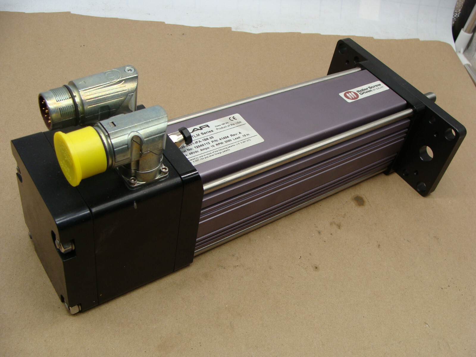 EXLAR LINEAR MOTOR TLM30-0601-IFA-1B8-20 P/N: 41404 REV A 48VDC 10A 2000RPM