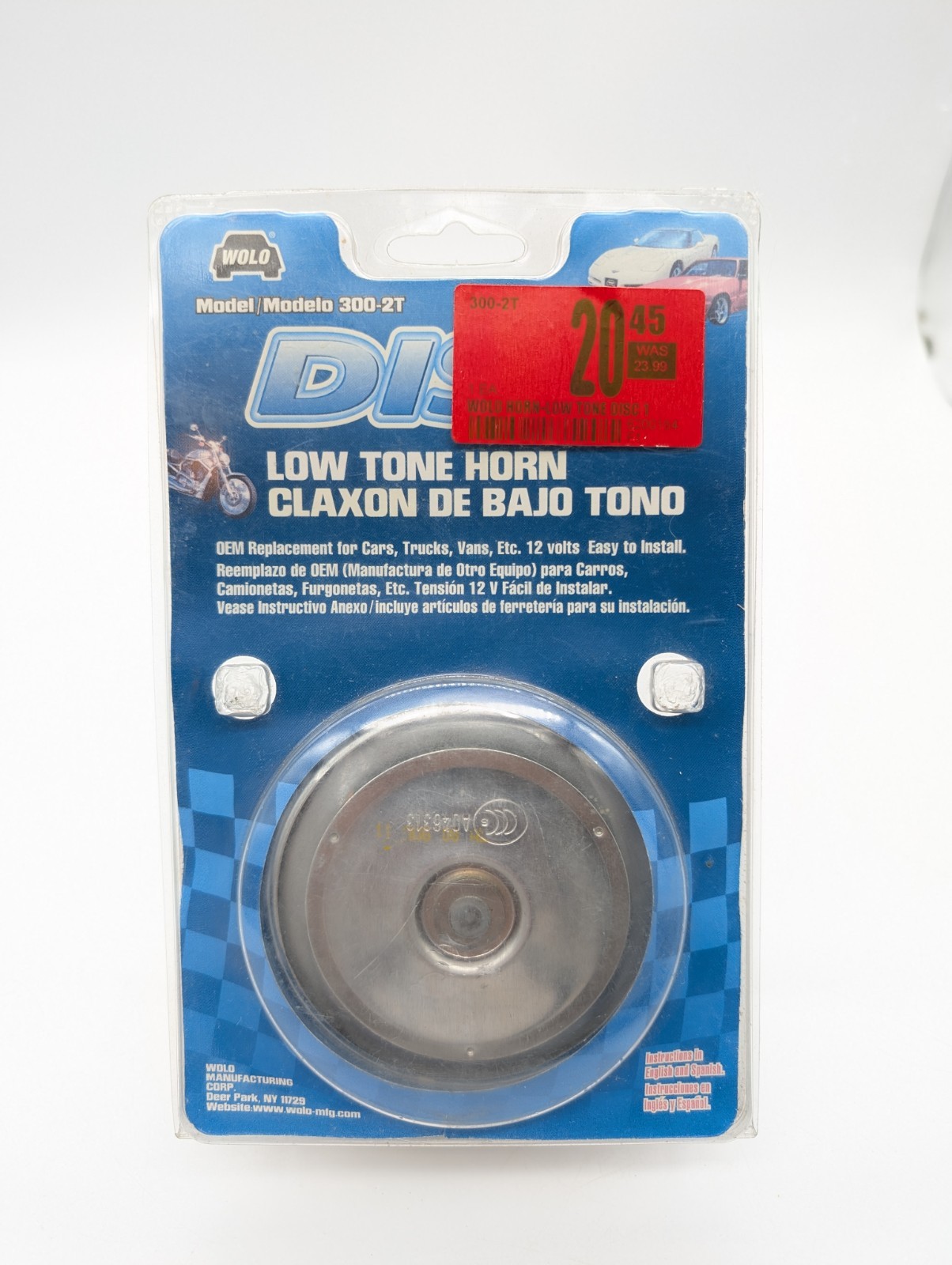 New WOLO 300-2T Disc Horn Low Tone 12-Volt 115 Decibels Universal Silver NIB