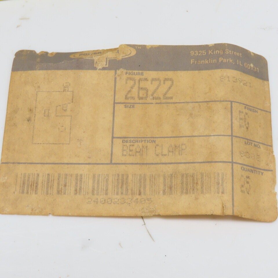 Power-Strut 2622 EG Beam Clamp 3/4″ Jaw Capacity 300 Lb Lot of 25
