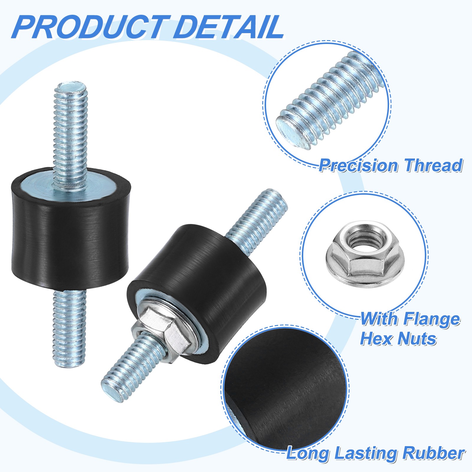 M6 x 18mm Rubber Mounts, 15 x 20mm Rubber Vibration Isolator with Nuts