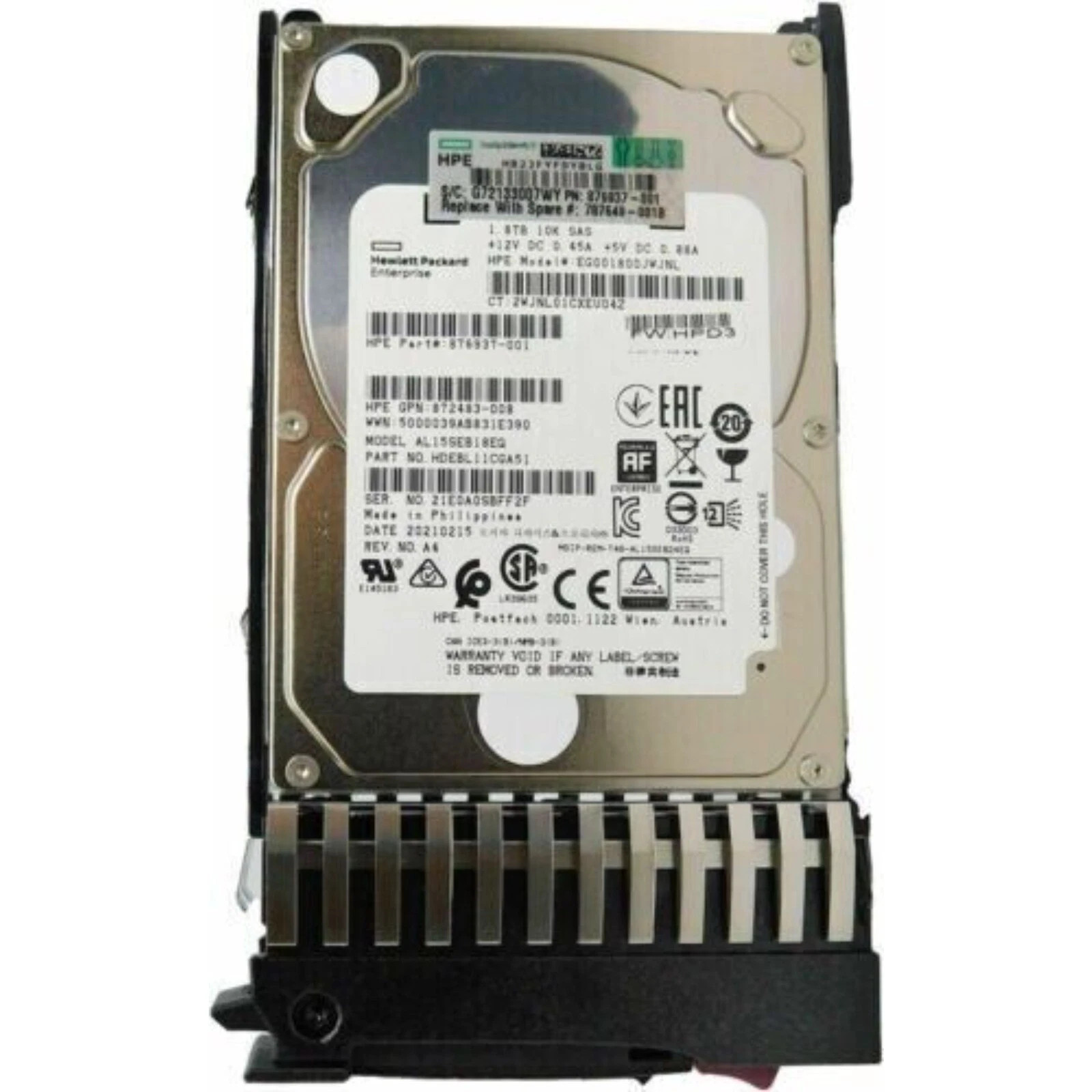 NEW J9F49A 787649-001 HPE MSA 1.8TB 2.5″ SAS 10K 12G SFF BC HDD Hard Drive US