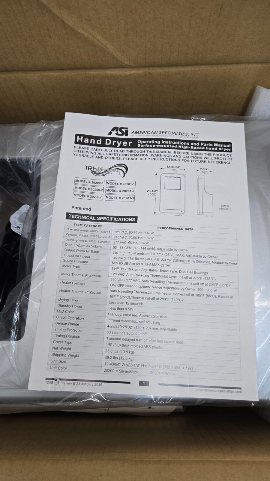 ASi Commercial Hand Dryer Roval 20200-2 Stainless Steel