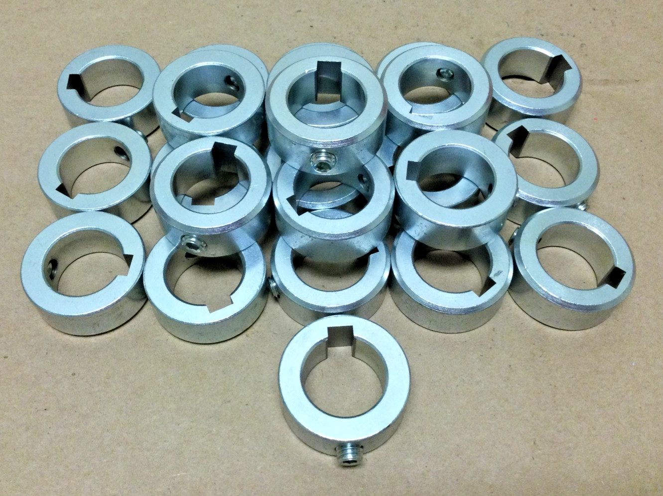 NEW, (LOT OF 23) 1 1/2” ZINC PLATED STEEL LOCKING COLLAR 2229656, FREE SHIPPING