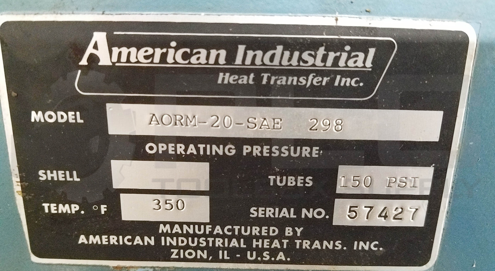 AMERICAN INDUSTRIAL AORM-20-SAE HEAT EXCHANGER 350F 150PSI, AORM-20-SAE 298