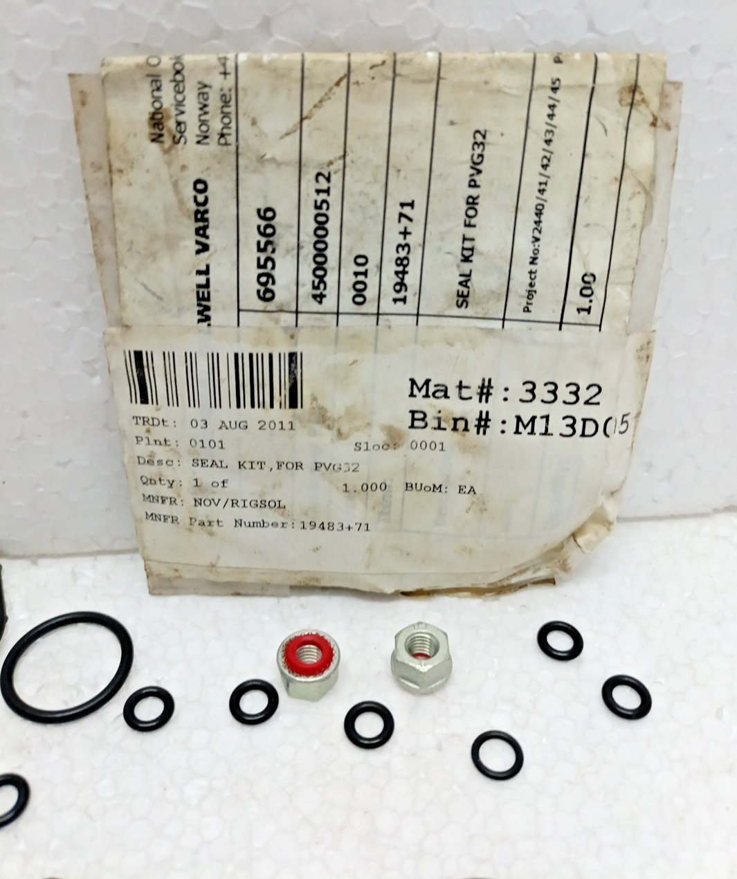 NOV/Rigsol Seal Kit For PVG 32 Free Expedite Shipping Worldwide