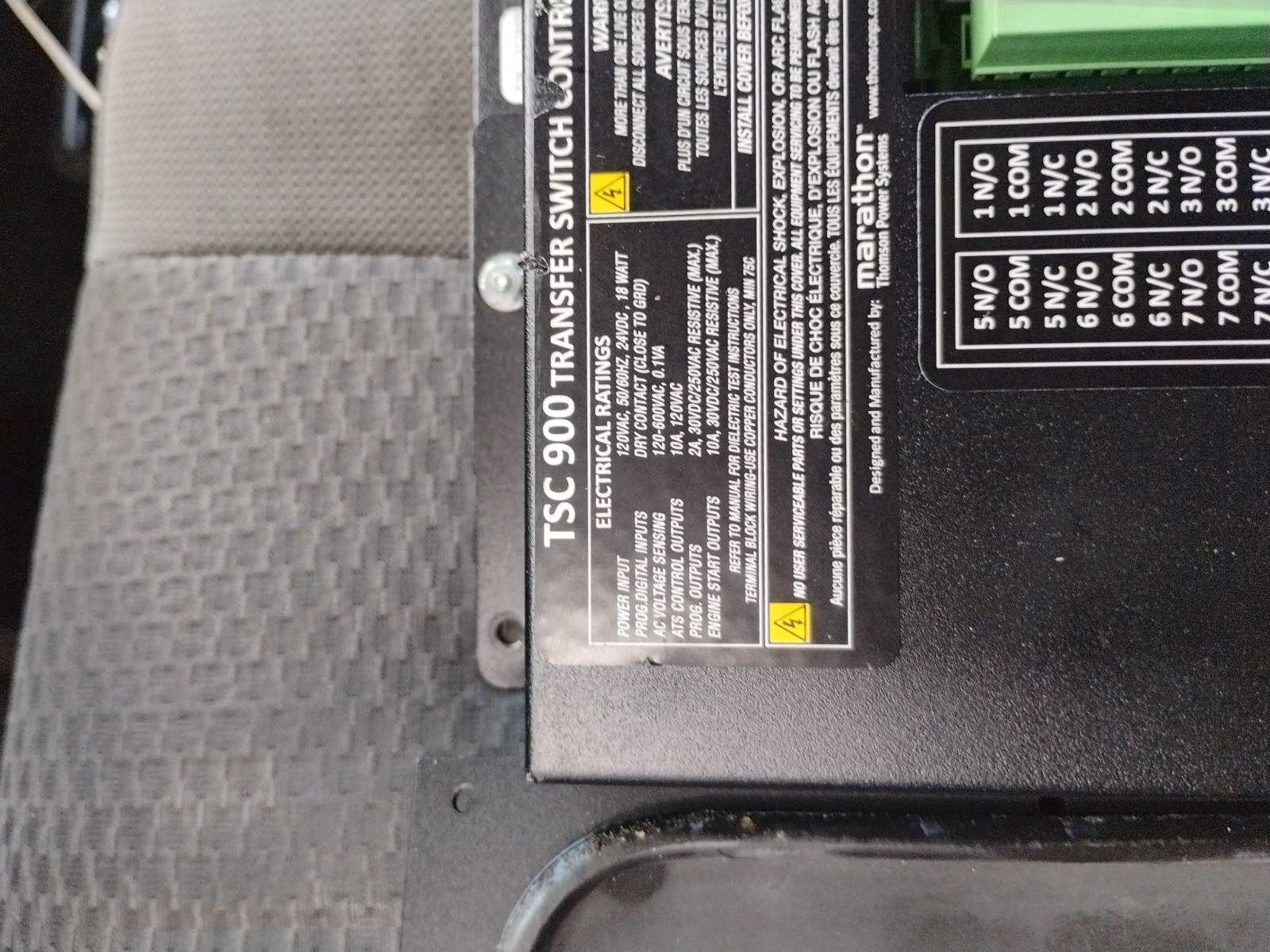 THOMSON TRANSFER SWITCH CONTROLLER TSC 900 PBC AND DISPLAY