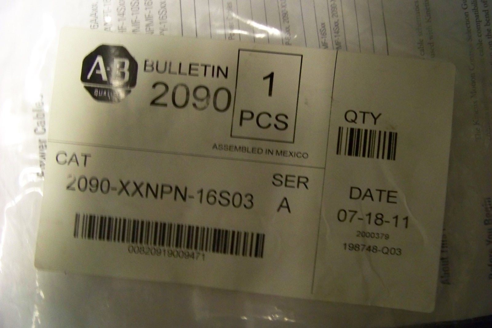 NEW Allen-Bradley 2090-XXNPN-16S03 Cable, Non-Flex Motor Power, N,16 Gauge, 3M