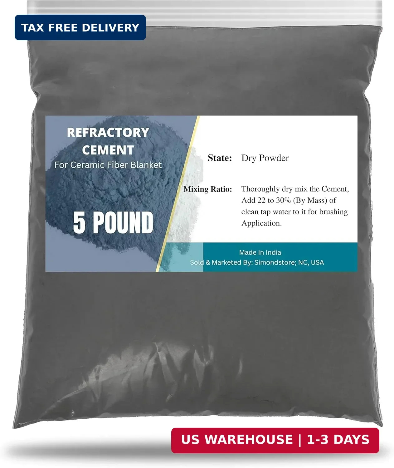SIMOND STORE Refractory Cement 5 Pound – High Temperature (3000F) Rated – Refrac