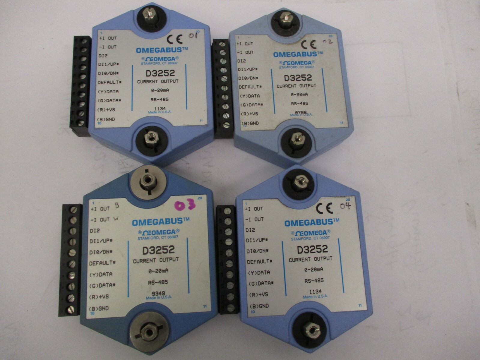 Lot of 4 Pieces Omegabus D3252 0-20mA RS-485 A4146WVS