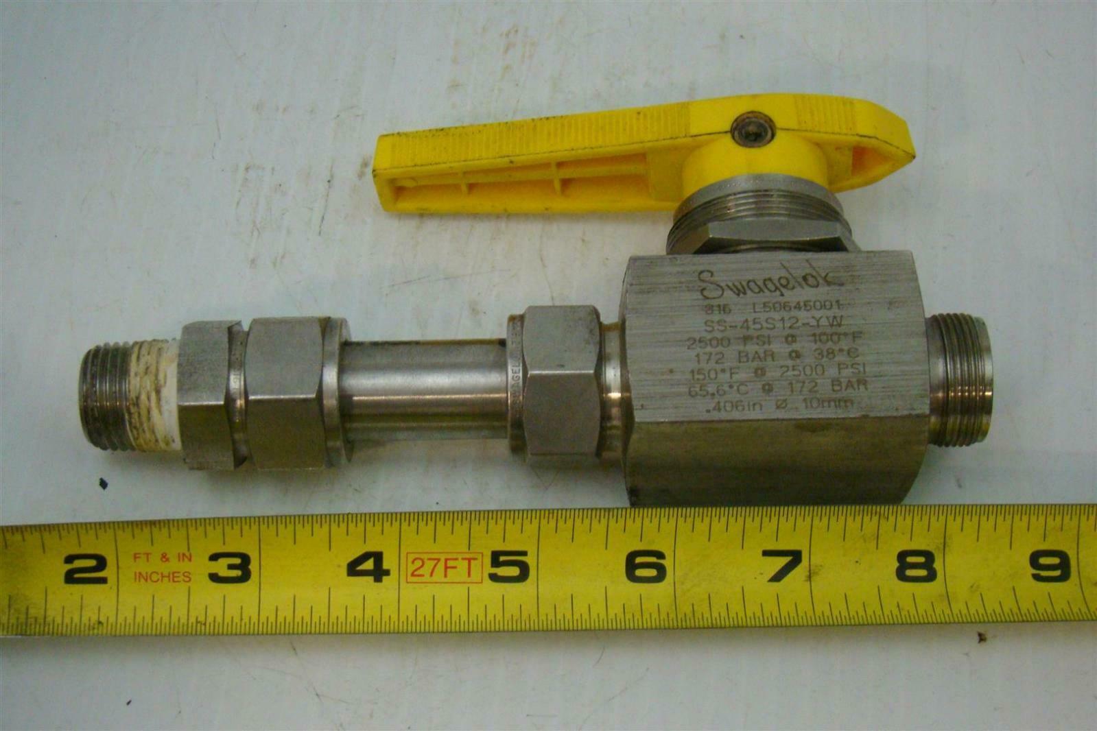 Swagelok Stainless Steel Valve Compression Connection 2500psi SS-45S12-YW