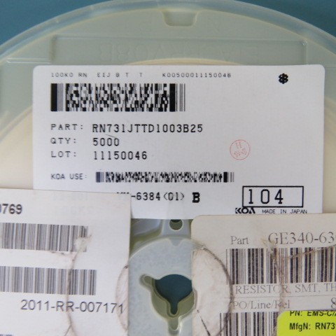 KOA SPEER RN731JTTD1003B25 Qty of 500 per Lot RESISTOR SMT THIN FILM 100.0 K