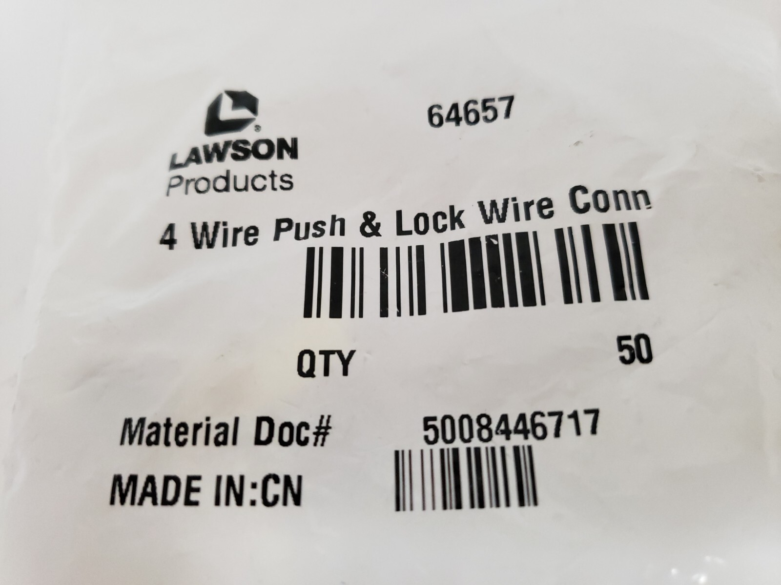 LAWSON 64657 PUSH & LOCK WIRE CONNECTOR YELLOW 30A 4 WIRE (LOT OF 50) NIB